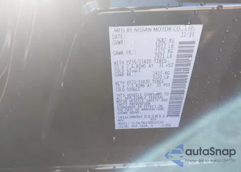 2014 Infiniti Qx60 z USA, uszkodzony, nr VIN 5N1AL0MN9EC515811